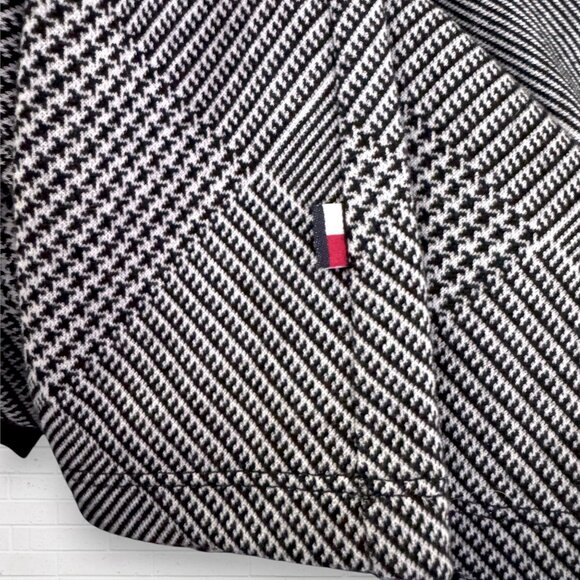 TOMMY HILFIGER Black/White Houndstooth Knit Short Sleeve Shift Dress Womens M - Picture 3 of 9